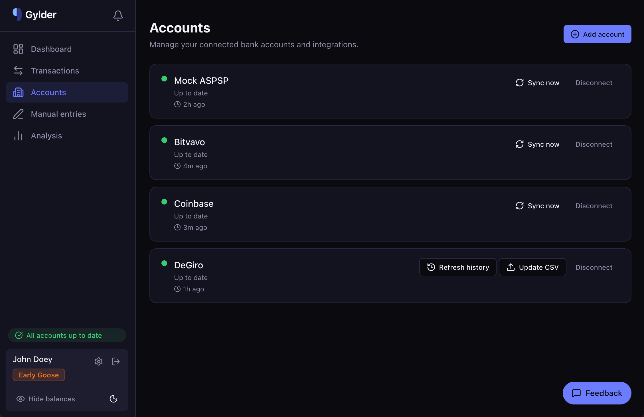 Connecting Your Bank Accounts to Gylder