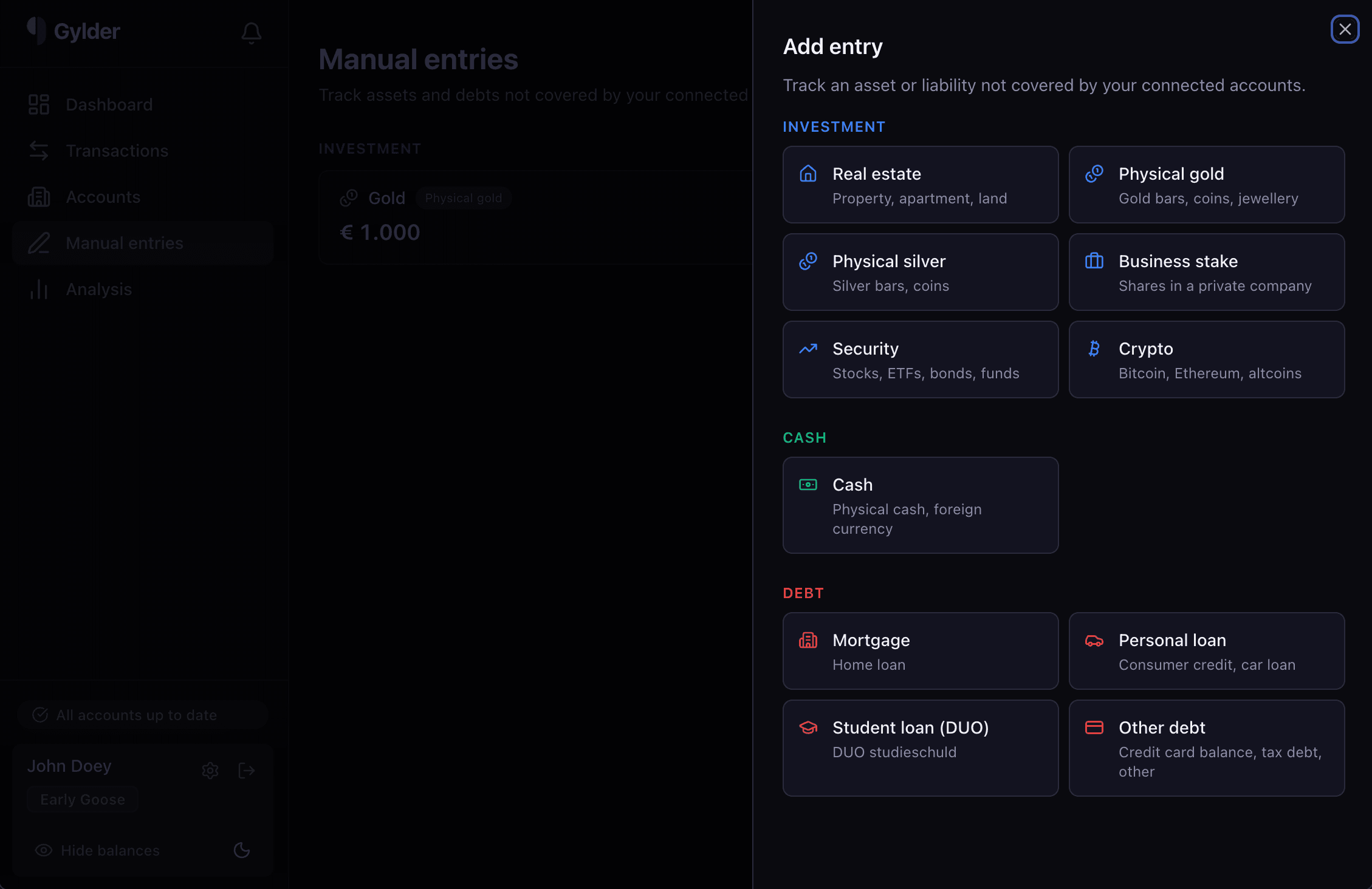 Adding Real Estate, Cars, and Other Assets Manually